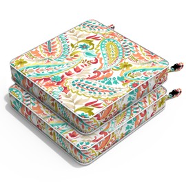 Melody Elephant Outdoor Chair Cushions 22x22x3 Inch, Patio Seat Cushion Furniture Swing Set of 2, Water Repellent Chairs Wicker Cushion Pads with Couch Sofa in Garden, Pretty Paisley