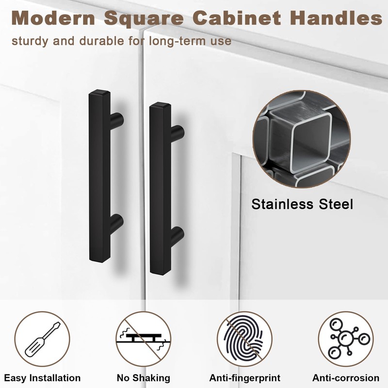Estmoon 30 Pack 3 Inch Cabinet Handles Matte Black Cabinet