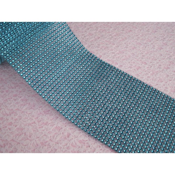 Turquoise Rhinestone Mesh, 4.5" Wide