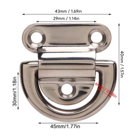 D-Rings Folding Pad Eye, 4 Sets Stainless Steel Folding Pad Eye Polishing Rustproof D-Rings Deck Folding Pad Eye for Marine Yacht