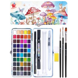 TBC The Best Crafts 50 Colors Watercolor Paint Set For Kids, Students and Artists, Amateur,Beginner.Set includes Coloring Sheets, Black Dual Tip Acrylic Paint Markers, Storage Bag