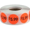 Fluorescent Red $5.99 Circle Dot Stickers, 3/4 Inch Round, 500