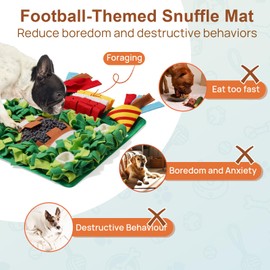 Snuffle Mat for Dogs Large Breed,Football-Themed Dog Sniffing Feeding Mat for Boredom&Smell Training and Slow Eating,Interactive Dog Puzzle Toys Encourages Foraging Skills (Small)
