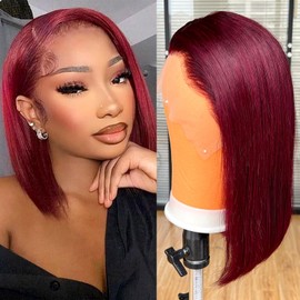 RunM Bob Wig Human Hair 12 inch 13x4 HD Frontal Lace Wig 150% Density Straight Short Bob Wigs for Women Glueless Bug Bob Lace Front Wigs Human Hair (12 inch)