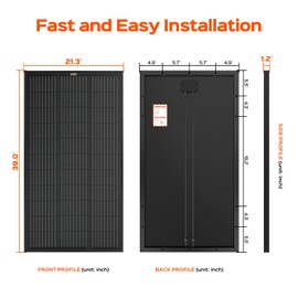 RICH SOLAR 100 Watt 12 Volt 9BB Cell Monocrystalline Solar Panel High Efficiency Solar Module Charge Battery for RV Trailer Camper Marine Off Grid All Black