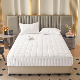 Full Zipped Mattress Protector Customizable Quilted Mattress Cover Zip Up Bed Fitted Sheet Double/Single/King Mattress Topper Washable Anti-dust 360°Total Mattress Encasement Cover(White,180x200+30cm)