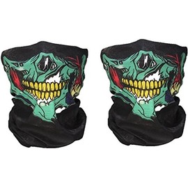 Super Things Black Breathable Seamless Tube Skull Face Mask,2 Motorcycle Face Masks (2 green)
