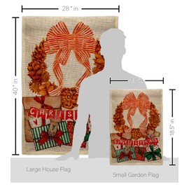 Ornament Collection Pine Cone Wreath Garden House Flag Kit Wintertime Christmas Santa Marry Xmas Present Reindeer Season Snow Decoration Banner Small Yard Gift Double-Sided, Made in USA