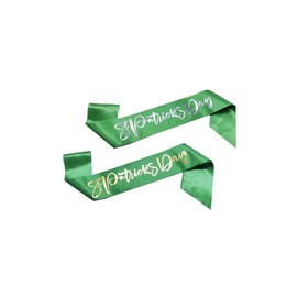 St Patrick's Green Satin Sash KISS ME I'M IRISH Sash Belt St Patrick's Day JHSP32, Set-c1, One Size