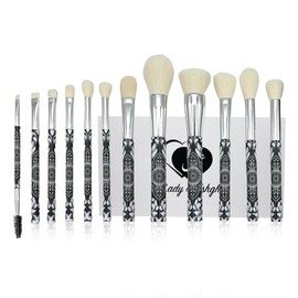 Eshghe-Mani Makeup Brushes by Lady of Eshgh | 12pc Full Face Makeup Brush Set | Natural Hair-Like Professional Make Up Brushes | Comes With Collectors Box & Elegant Black Felt Storage Pouch