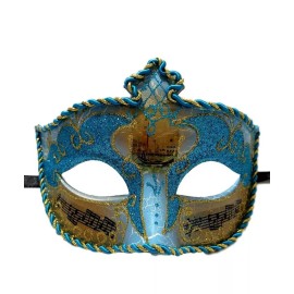 MGMB Aqua Blue Gold Music Antique Venetian Masquerade Mask