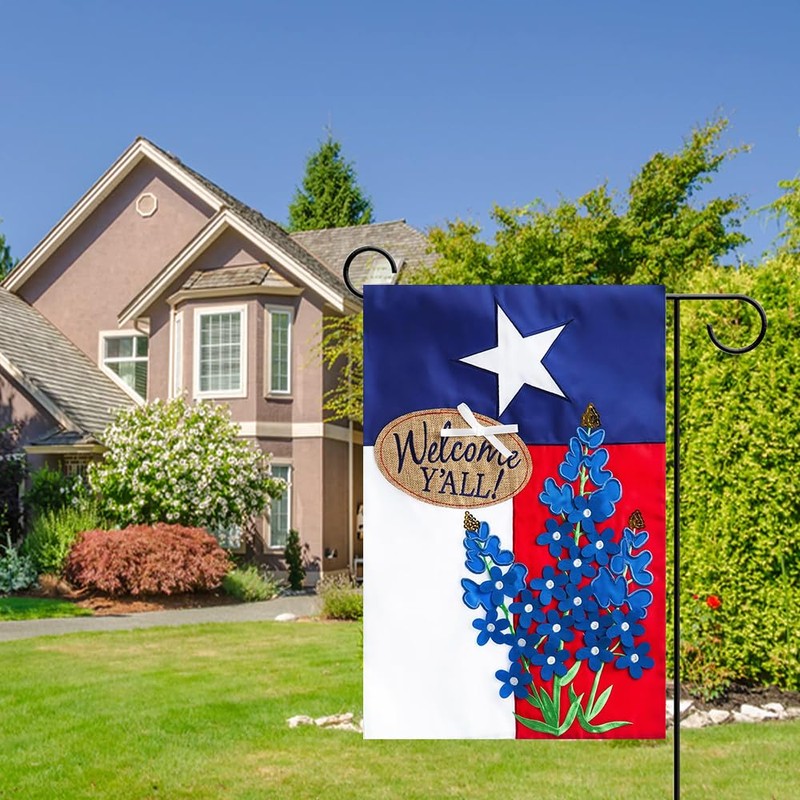 DMERBYL Evergreen Blue Bonnets Applique Garden Flag, 12.5 x 18
