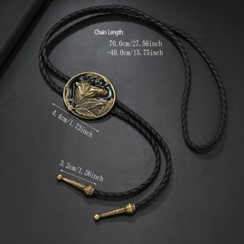 COOLLA Bolo Tie Rodeo Cowboy Leather Necktie Western Necklace for Men,Women Leather Necklace with Turquoise Stone (Horse-Bronze)