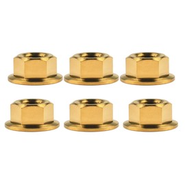 Wanyifa Titanium DIN6923 M5 M6 M8 M10 M12 M14 M16 Hex Flange Nuts Pack of 6 (M10 Pitch 1.0mm, Gold)