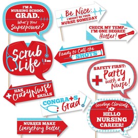 Big Dot of Happiness Funny Nurse Graduation - Medical Nursing Graduation Party Photo Booth Props Kit - 10 Piece