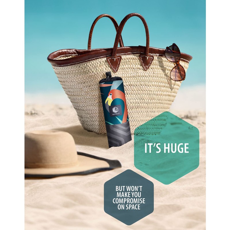 VENTURE 4TH Microfiber Beach Towel: Quick-Dry, Compact, Sand-Free, Absorbent, Sandproof