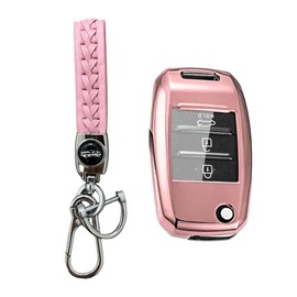 MEDZUK 5 colours: compatible with Kia Rio 4 2017-2022 2023 car key case with key ring accessories, pink