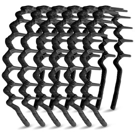 Syhood 6 Pieces Zigzag Headbands for Women Shark Tooth Comb Hairbands Wrapped Cloth Hairbands Wave Shape Plastic Hair Band Hair Accessory(Eye-catching Pattern)