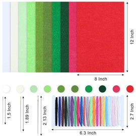 WILLBOND 24 Pcs Christmas Felt Fabric Sheets 12 x 8 Inch Assorted Colors Large Felt Sheet Christmas Stiff Felt Sheets Bundle Red Green for DIY Crafts Squares Sewing Patchwork Art Projects