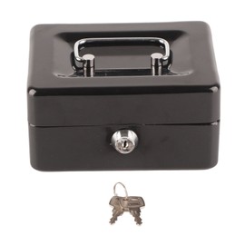 Metal Cash Box 6 Compartments High Safety Money Box with Money Tray and Key Lock for Home Business Black