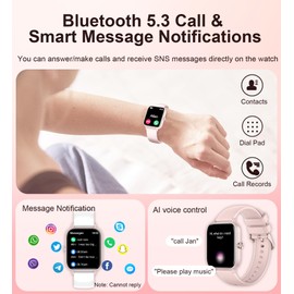 Smart Watch for Women Answer/Make Calls, 1.83'' Touchscreen Smartwatch with 100+ Sport/Heart Rate Sleep Monitor/Pedometer/AI Voice, Waterproof Fitness Activity Tracker, Compatible Android/iOS, Pink