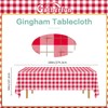 Gatherfun 3PCS Red White Gingham Rectangular Waterproof Tablecloth 54X108Inch Disposable