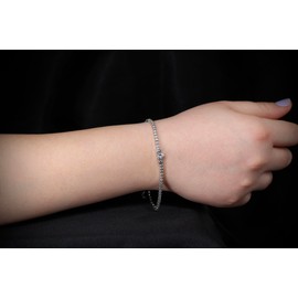 HOILY'S Women's Bracelet Waterway Jewellery with White Zirconia Crystal in 925 Sterling Silver, Sterling Silver, Cubic Zirconia