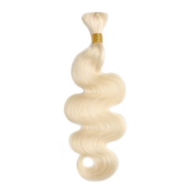 Human Braiding Hair Body Wave Bulk Human Hair for Braiding No Weft 1 Bundle 100g 10A Brazilian Curly Human Hair Extensions for Boho Braids (Body Wave Bulk Human Hair-613, 16 Inch)