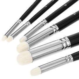 MBAIYO 6 Sizes Dry Brush Set, Miniature Painting Drybrush Set Premium Goat Hair Domed Professional Hobby Detail Brush Miniature Dry Brush for Model Making Fantasy Figures Painting Watercolour