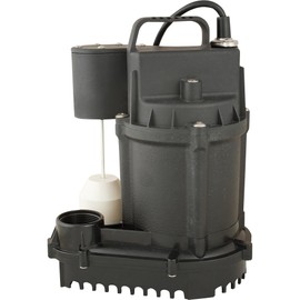Star 5SEH 1/2 HP Cast Iron Submersible Sump Pump with Premium Vertical Float Switch (1-1/2" Discharge) Passed 3/8" Solids, 60 GPM, 6 AMPS