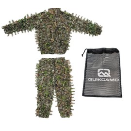 QuikCamo 3D Leafy Suit for Hunting - Lightweight Leafy Camo Suit for Men with Breathable Mesh, 4 Zippered Pockets, Drawstring Pants - Ideal Leaf Suit for (NWTF Mossy Oak Obsession, L/XL)