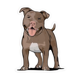 3.5" Brown Pit Bull Terrier Dog Sticker - Pitbull Vinyl Decal Stickers Brown Puppy Dogs Design Waterproof Cute Pittie Pup Pet Decals