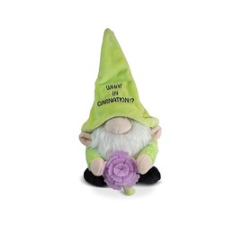 What in Carnation Flower Gnome Plushie, Funny Pun Meme Gag Gift, White Elephant, Stocking Stuffer Present, Great for Emotional Support, Fun Desk Accessory, Weighted Base for Display
