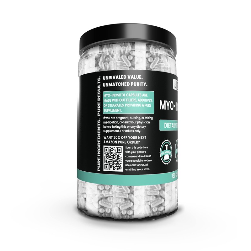Pure Original Ingredients Myo-Inositol (730 Capsules) No Magnesium Or Rice