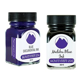 Monteverde 60ml Core Fountain Pen Ink Bottle (30ml Blue Documental Ink Bottle G309DU, 30ml Malibu Blue Ink Bottle G309MU)