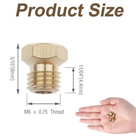 Yuaiosn Pack of 10 Brass Gas Jet Nozzles, Burner Nozzles, LPG Gas Jet Set, LPG Conversion Kit, 2x0.5, 4x0.7, 2x0.87, 2x0.95, Gas Hob Replacement Nozzle Gas Nozzle