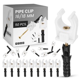 Plastic Pipe Clamp Pipe Clamp Dowel Safe Pipes Safe Installation Hose Hanger Durable Polypropylene 16-18 mm Pack of 50