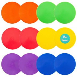 Aryjmz Spot Markers 10 Inch 12 Pcs Non Slip Rubber Floor Markers Flat Field Cones Poly Dots for Soccer Basketball Sports Speed Agility Training and Drills