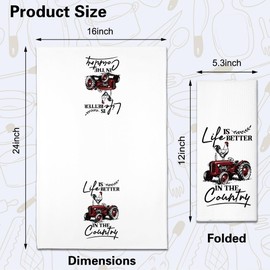 ZBBFSCSB The Best Memories are Made On The Farm Kitchen Towels 2 Pack, Barn Farmhouse Vintage Rustic Rooster Dishcloths for Kitchen Home Decor, Ideal Housewarming Towels Gifts for Hostess Farm Owners