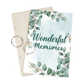 SUPERDANT Wonderful Memories Greeting Card Holder Wooden Loose Leaf Binder Greeting Card Postcard Photo Album 2-Rings Cover Watercolor Corner Leaves Keeper Book Holiday Birthday Holder Keepsake Gifts