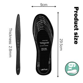 6 Pairs Anti Odour Shoe Insoles Breathable Cotton Odour Eating Inserts Memory Foam Insoles for Men and Women Replacement Support Pads Hygienic Shoe Insoles Men Inner Soles for Men