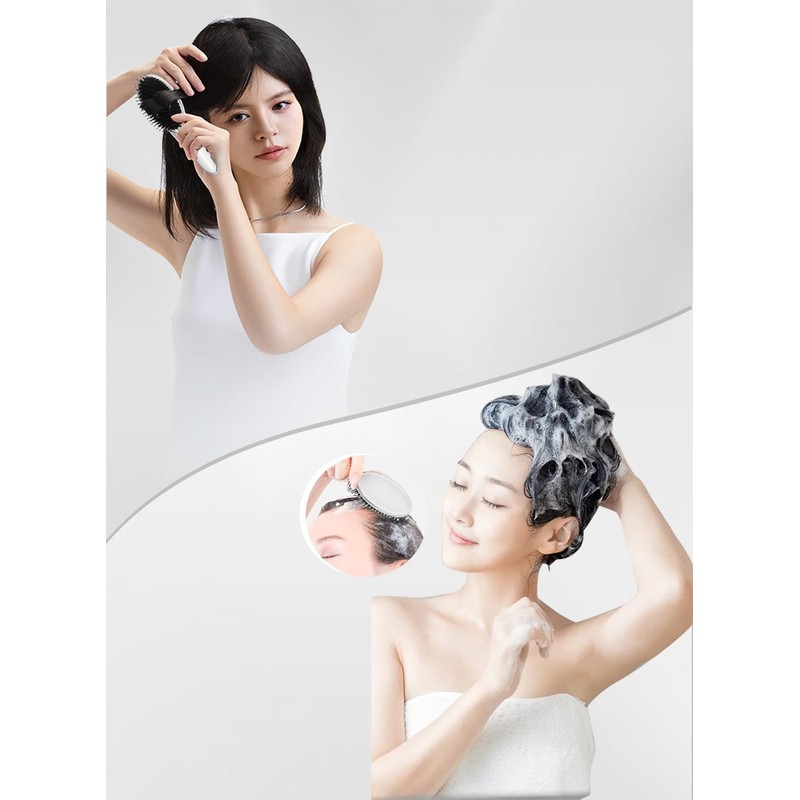 ヘアブラシ 【3層構造 柔らかいブラシピン 頭皮マッサージ】binoa イオンケアブラシ 枝毛防止 くし髪の毛 サラサラ 静電気防止ヘアブラシもつれ解消 速乾設計&乾湿両用