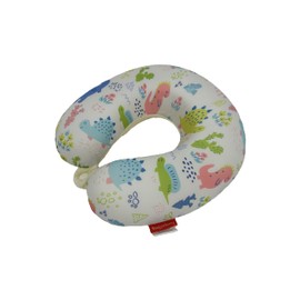 Bookishbunny Kids Size Memory Foam Neck Head Support Pillow, Traveling Airplane Bus Car Home, Various Colorful Patterns (DinosaurWhite)