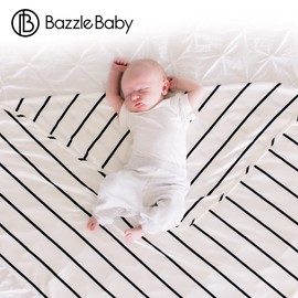 Bazzle Baby Swaddle Blanket and Hat Set, 36 x 36 inch Premium Materials Comfortable for Newborns (Classic Stripe)