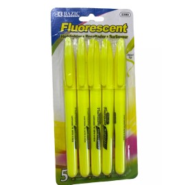 Bazic Fluorescent Highlighter resaltador surligneur Chisel Tip 5 pc
