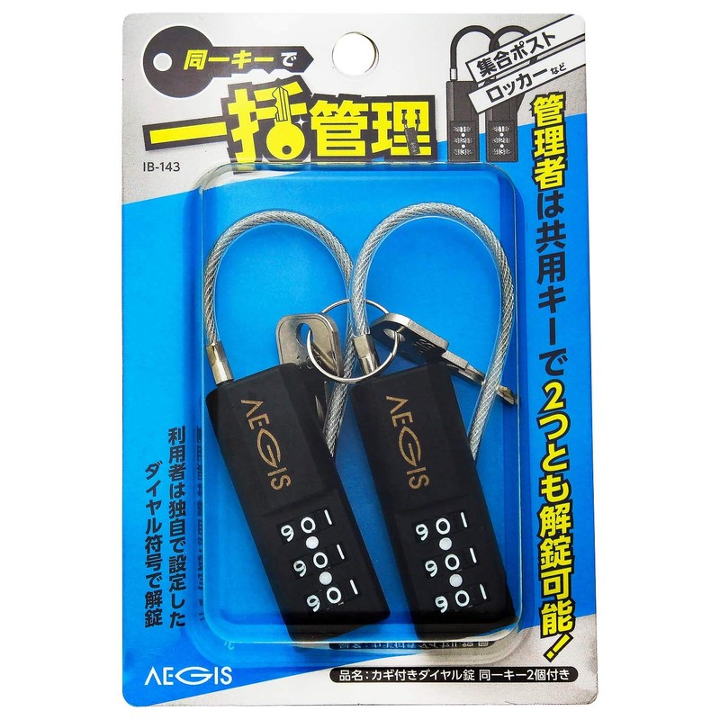 Wake Sangyo IB-143 IB-143 Combination Lock with Key 2 Keys,