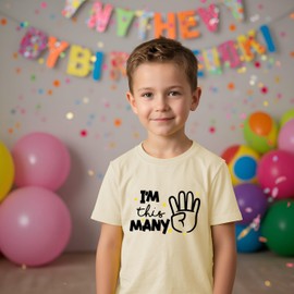 Joctoh Fourth Birthday 4 Fingers Shirt for 4th Birthday Outfit for Boys and Girls 4 Year Old Bday Party T-Shirts