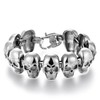 Masculine Stainless Steel Vintage Skulls Link Chain Bangle Bracelet, Cross