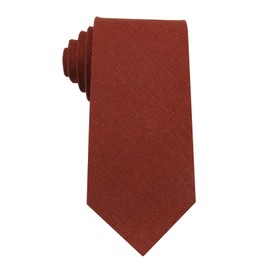 Mens Slim Width Color Linen Neckties - Standard and Extra Long Tie (Cinnamon, Standard 58 ")