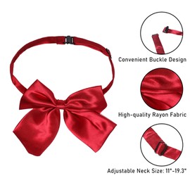 AWAYTR Ladies Adjustable Pre tied Bowtie - Solid Color Bow Ties for Women (Wine red